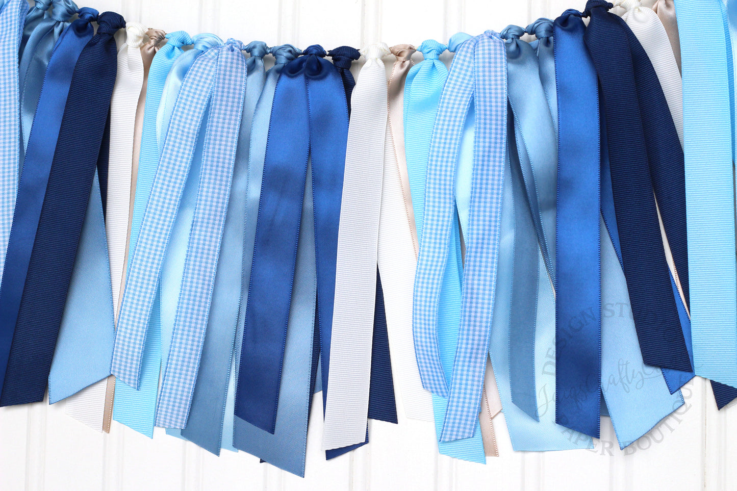 6-8 ft Light Blue, Slate Blue, Cobalt and Navy Ribbon Garland | Baby Boy Shower | Birthday Decor
