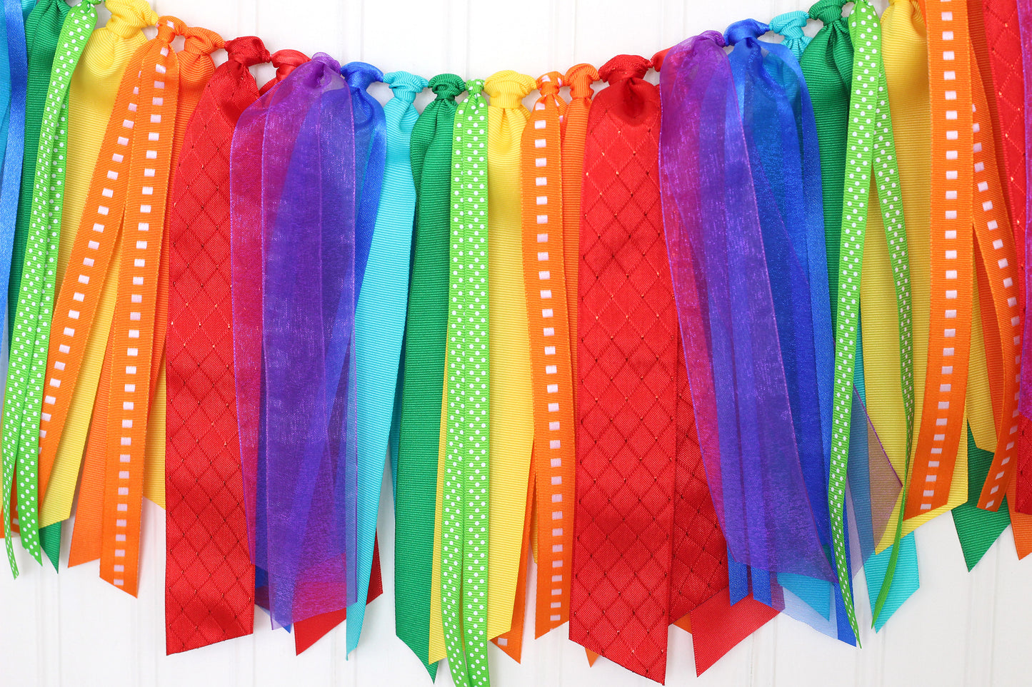 6-8 ft Rainbow Ribbon Garland | Art Party Decoration