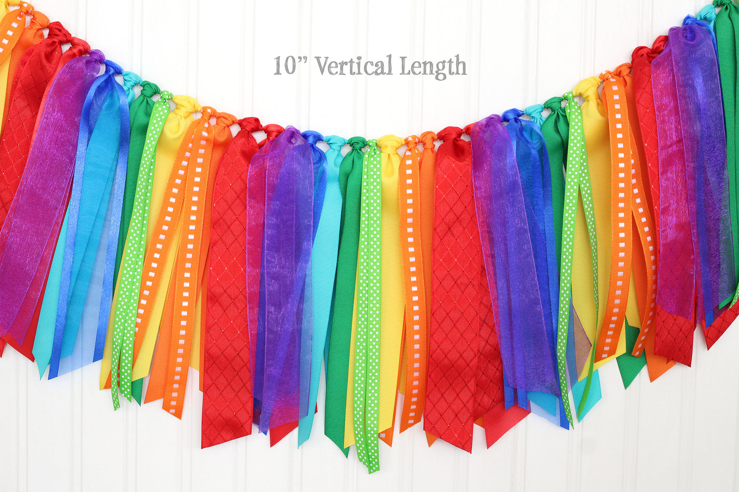 6-8 ft Rainbow Ribbon Garland | Art Party Decoration