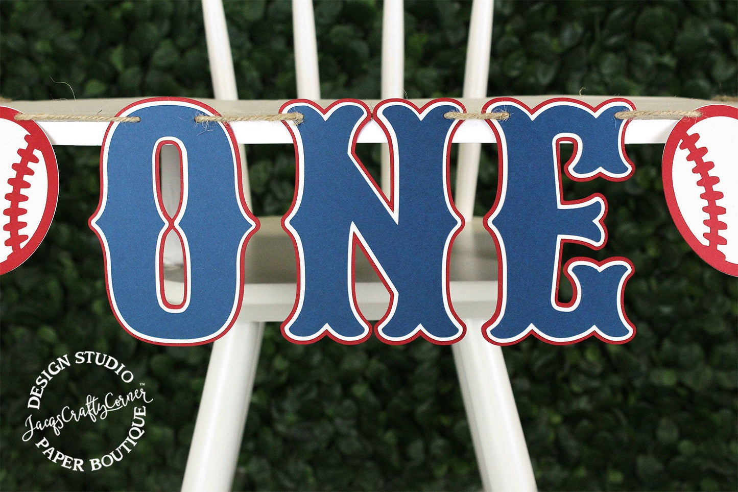 Baseball First Birthday Banner: Red, White, and Navy
