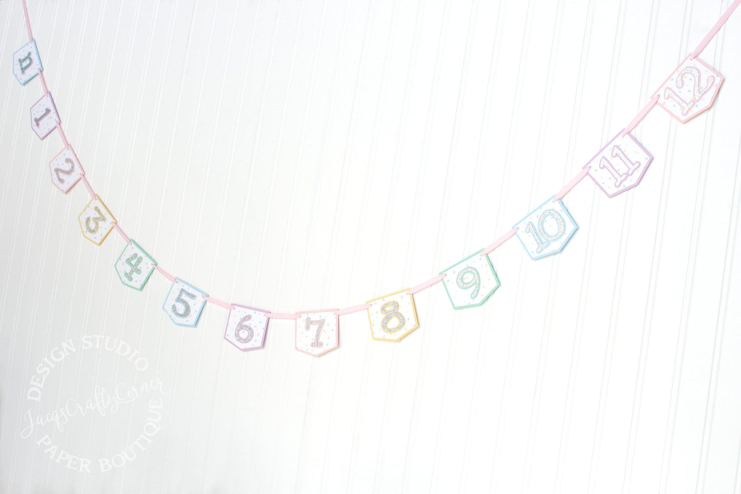 Pastel Rainbow First Year Photo Banner: Glitter Milestone Garland