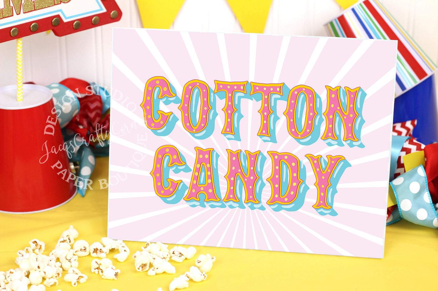 Printable Cotton Candy Sign: Carnival Birthday Party Decor (PDF)
