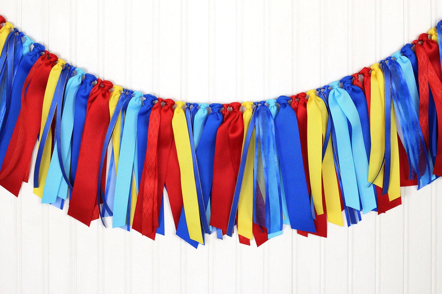 Carnival Circus Ribbon Garland: Red, Royal Blue & Yellow Party Decoration