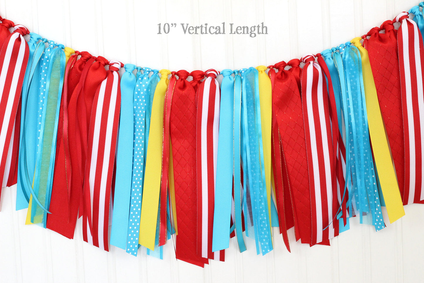 Carnival Circus Ribbon Garland: Red, Turquoise, Yellow Party Decor