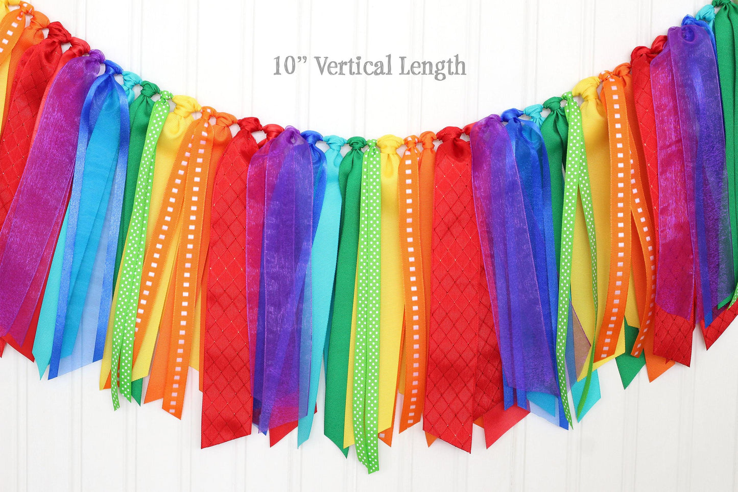 6-8 ft Rainbow Ribbon Garland | Art Party Decoration
