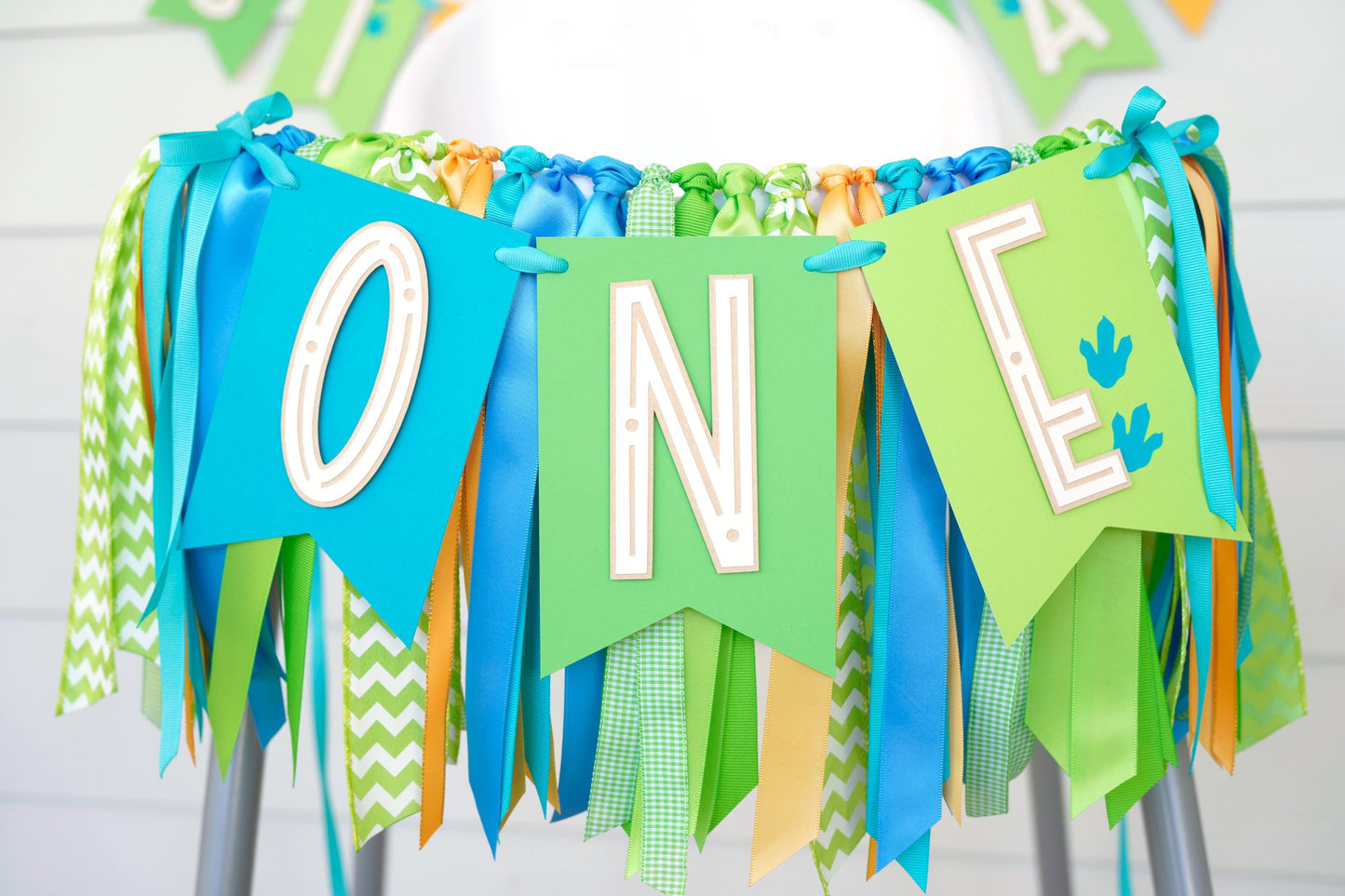 Dino High Chair Banner - 'ONE' or 'TWO' Banner