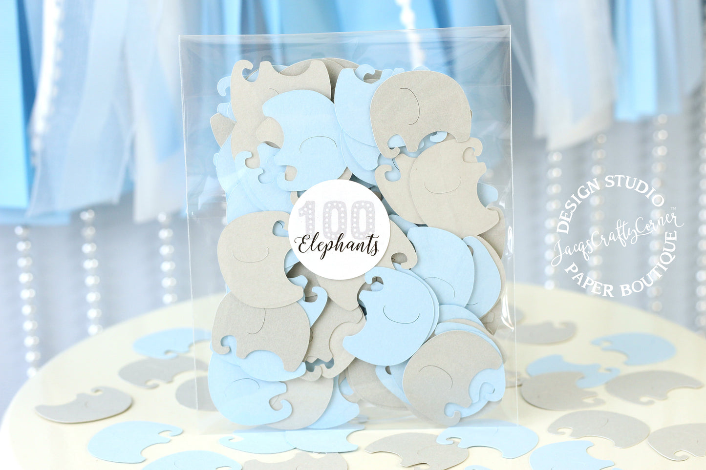Light Blue Elephants Baby Shower Embellishment