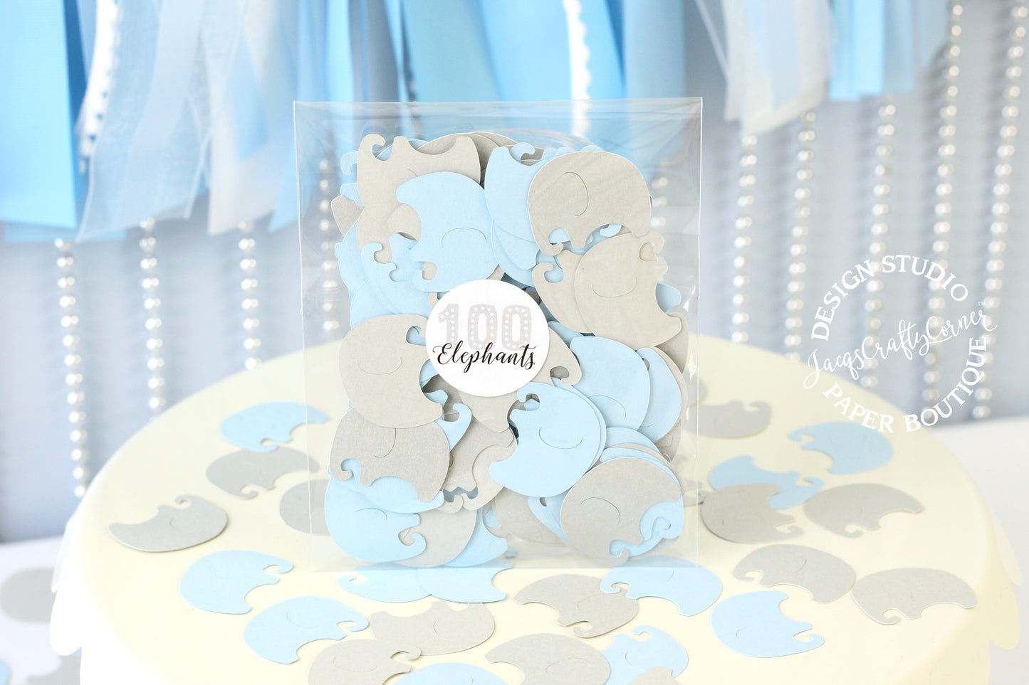 Light Blue Elephants Baby Shower Embellishment