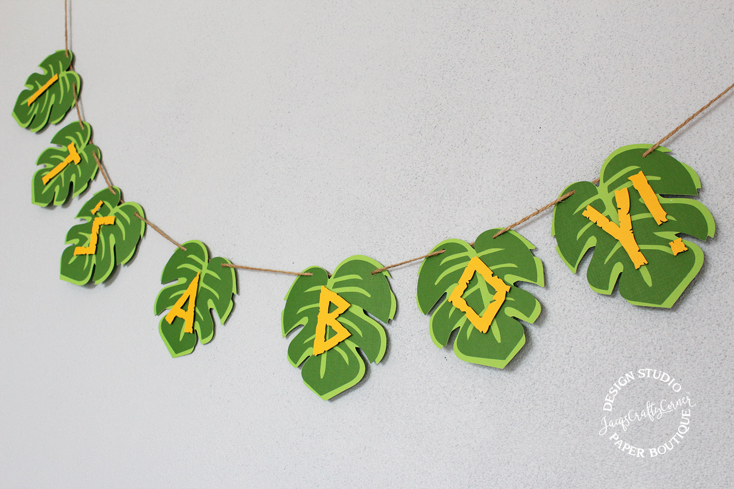 Jungle Safari Baby Shower Banner It's A Boy! Tropical Decoration