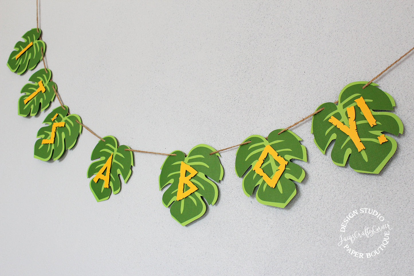 Jungle Safari Baby Shower Banner | It's A Boy! Tropical Decoration