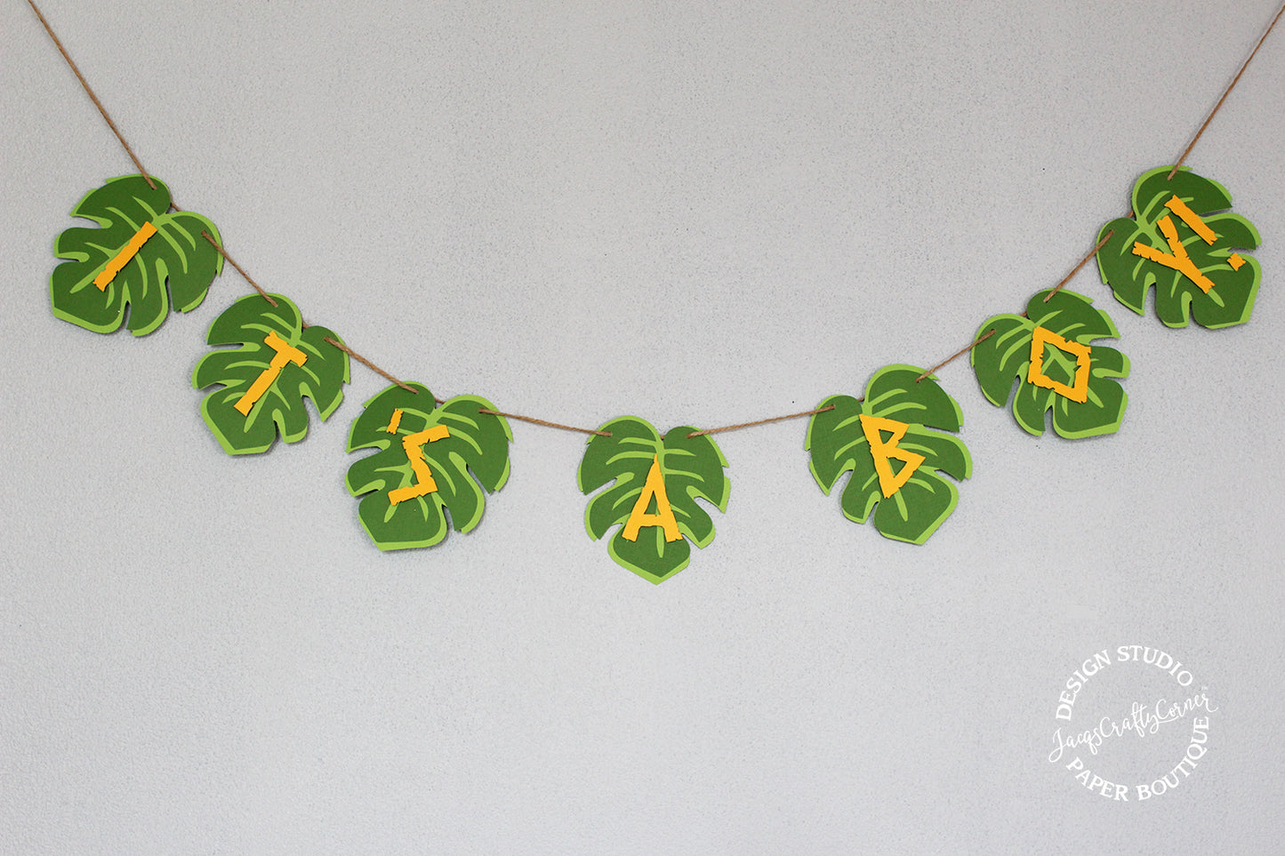 Jungle Safari Baby Shower Banner | It's A Boy! Tropical Decoration