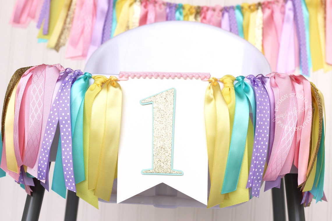 Whimsical Tea Party 1st Birthday High Chair Banner