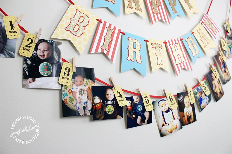 Circus Carnival 1st Year Photo Banner