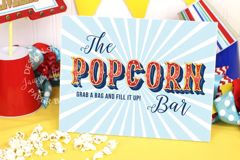 Circus Carnival Inspired 'The POPCORN Bar' sign – JacqsCraftyCorner circus-carnival-inspired-the-popcorn-bar-sign-jacqscraftycorner