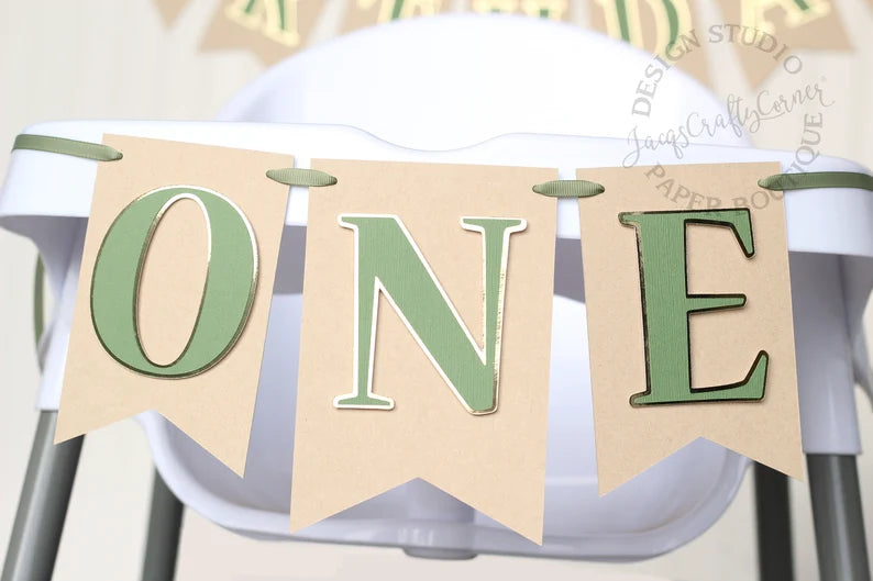 Woodland Inspired ONE Highchair Banner