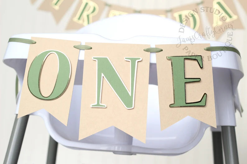 Woodland Inspired ONE Highchair Banner