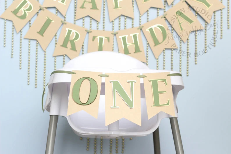 Woodland Inspired ONE Highchair Banner