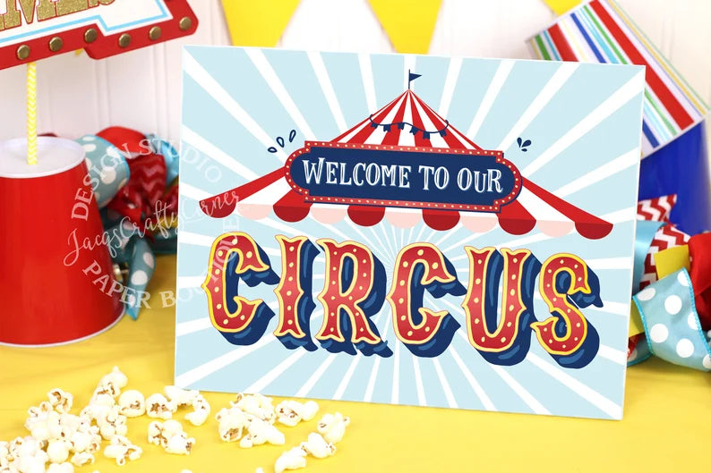 Circus Carnival Inspired 'Welcome To Our Circus' sign – JacqsCraftyCorner circus-carnival-inspired-welcome-to-our-circus-sign-jacqscraftycorner