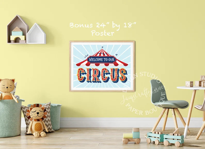 Circus Carnival Inspired 'Welcome To Our Circus' sign