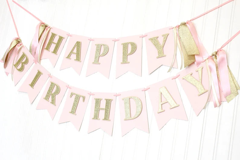 Happy Birthday Banner with Ribbon