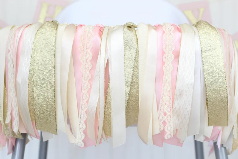 Ribbon Garland (Blush Pink, Ivory & Gold )