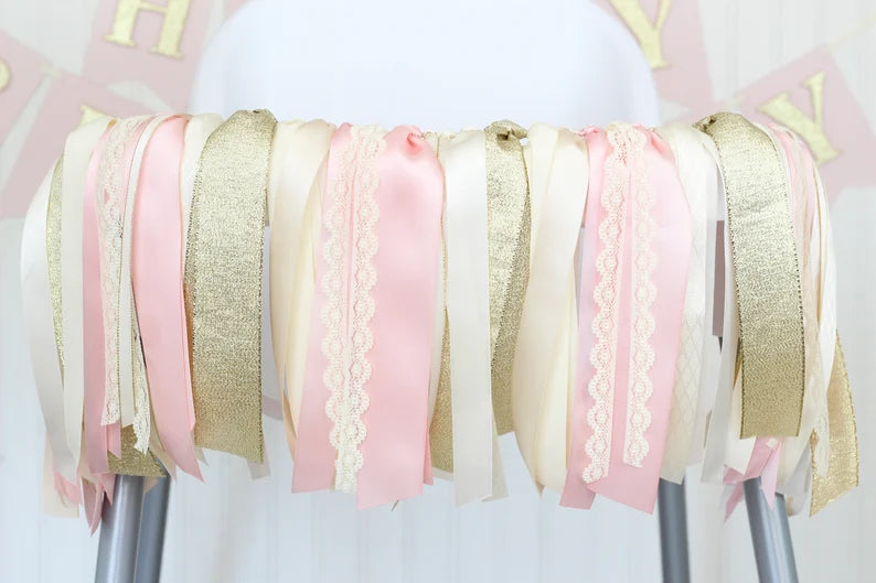 Ribbon Garland (Blush Pink, Ivory & Gold )