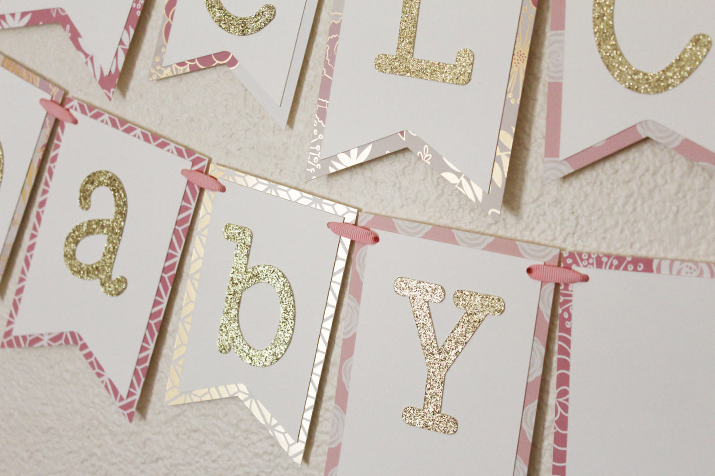 Pink and Gold Baby Shower Banner | Welcome Baby Girl 2.0