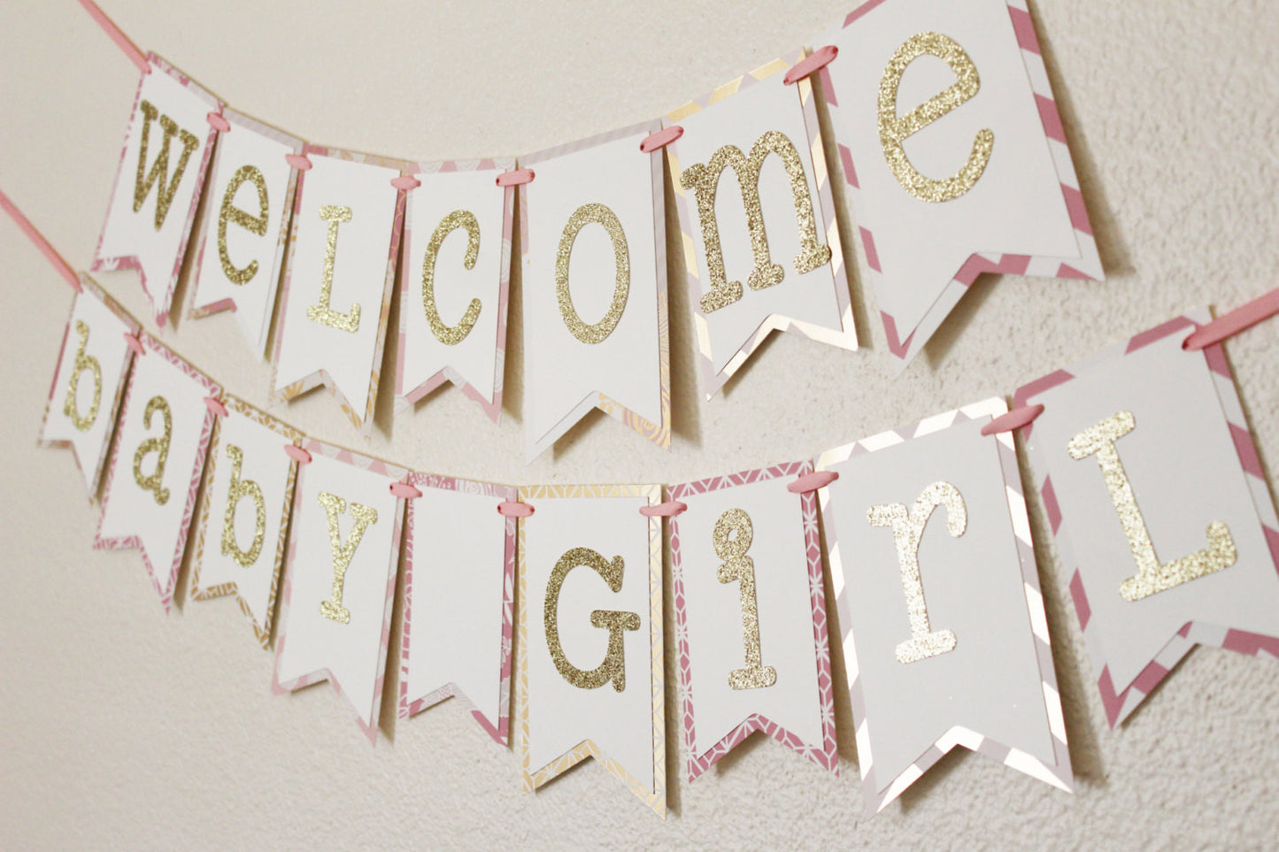 Pink and Gold Baby Shower Banner | Welcome Baby Girl 2.0