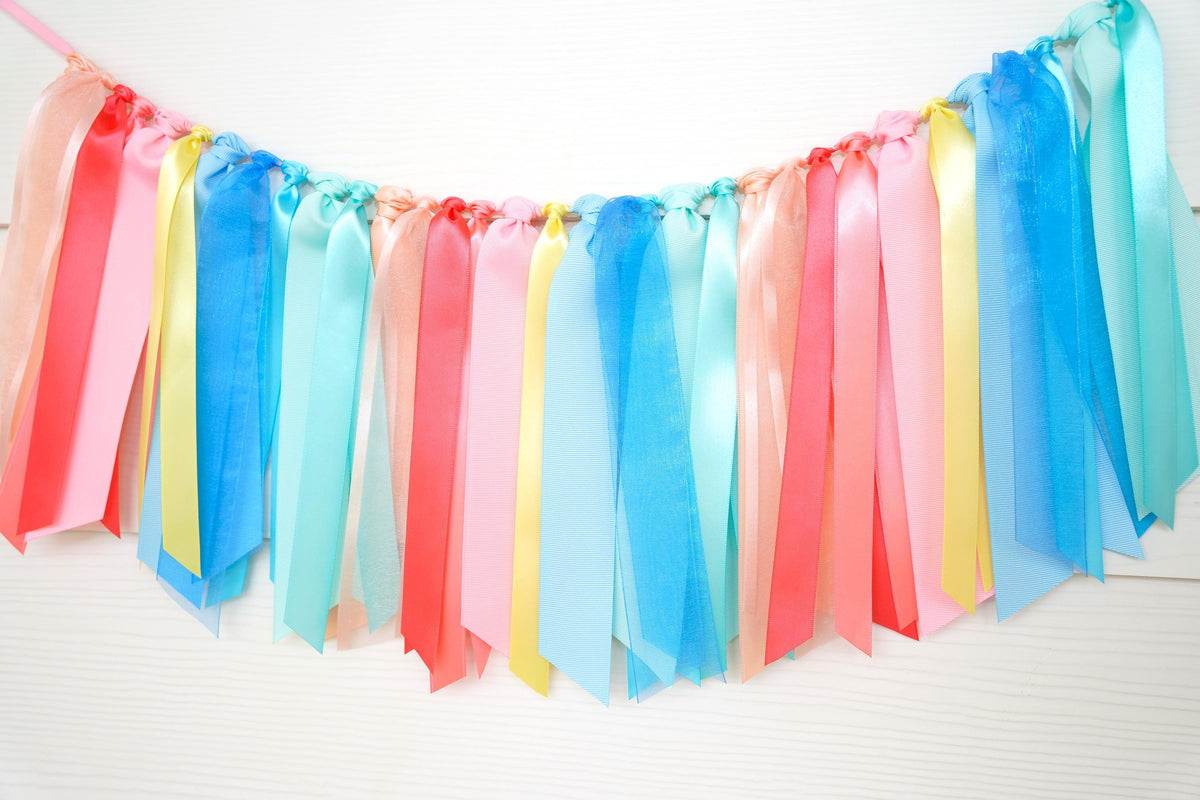 Happy Girl Ribbon Garland | Pastel and Bright Rainbow