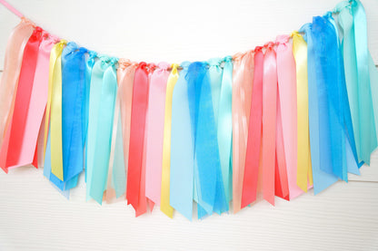 Happy Girl Ribbon Garland | Pastel and Bright Rainbow