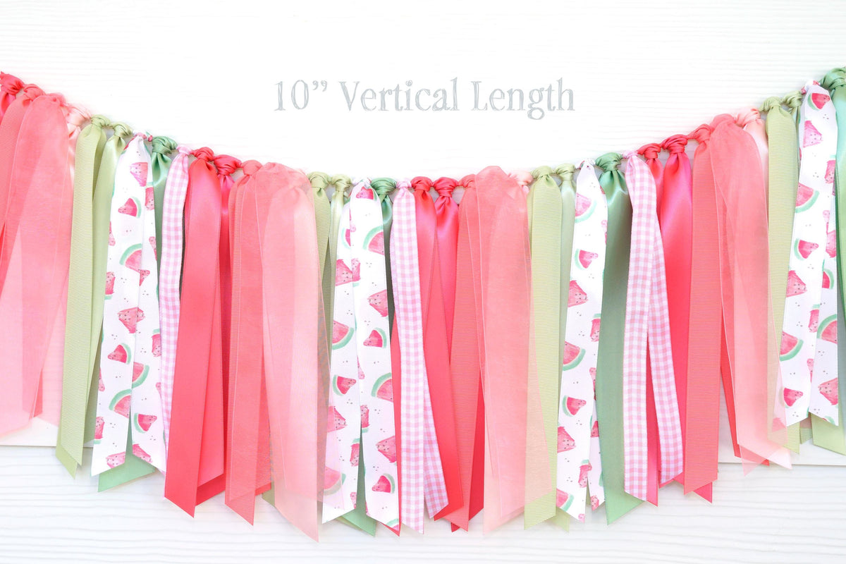 One in a Melon Ribbon Garland | Watermelon First Birthday Fabric Garland | Summer Baby Shower