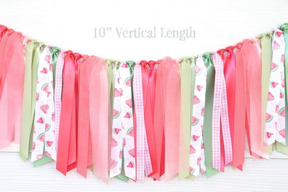 One in a Melon Ribbon Garland | Watermelon First Birthday Fabric Garland | Summer Baby Shower