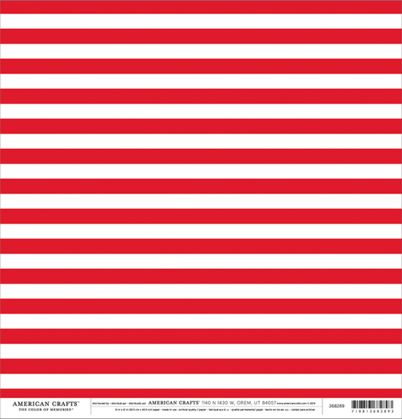 12 Sheets AC Cardstock Double Sided Patterned Paper Red Stripe 368289