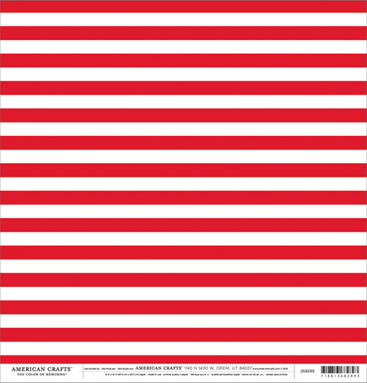 12 Sheets AC Cardstock Double Sided Patterned Paper Red Stripe 368289