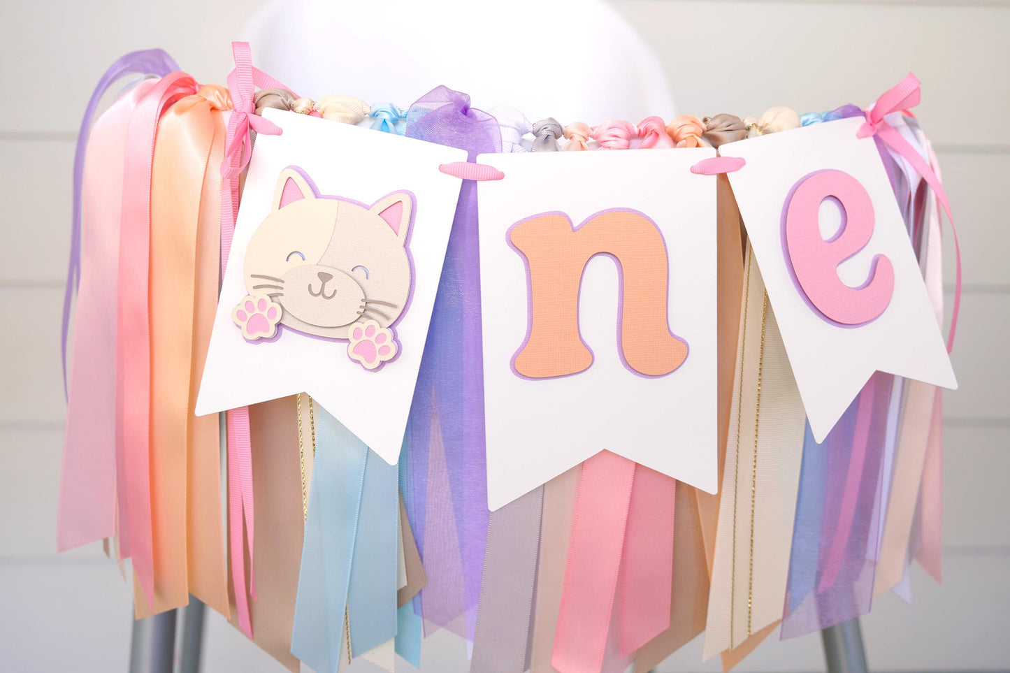 Cat First Birthday High Chair Banner: Cat ONE Party Decor