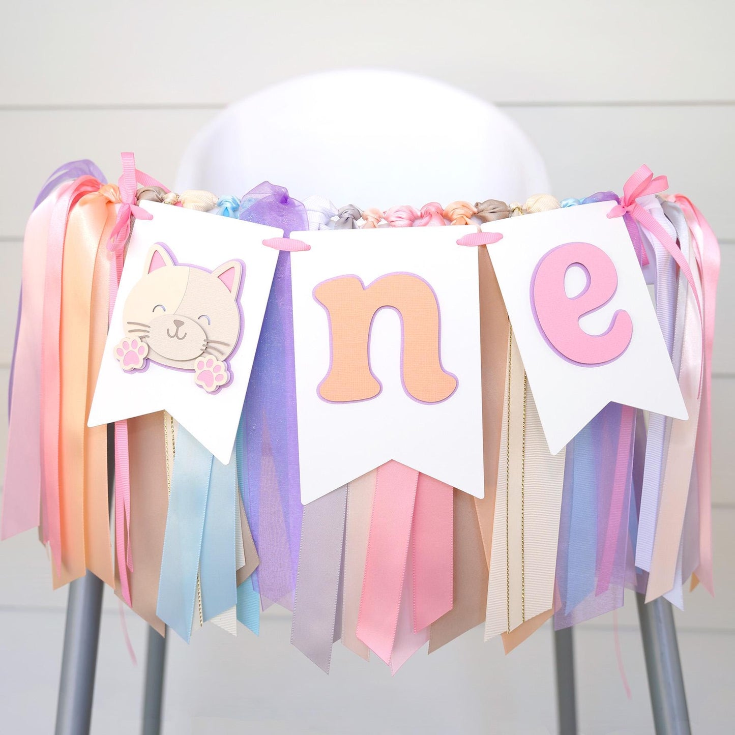 Cat First Birthday High Chair Banner: Cat ONE Party Decor