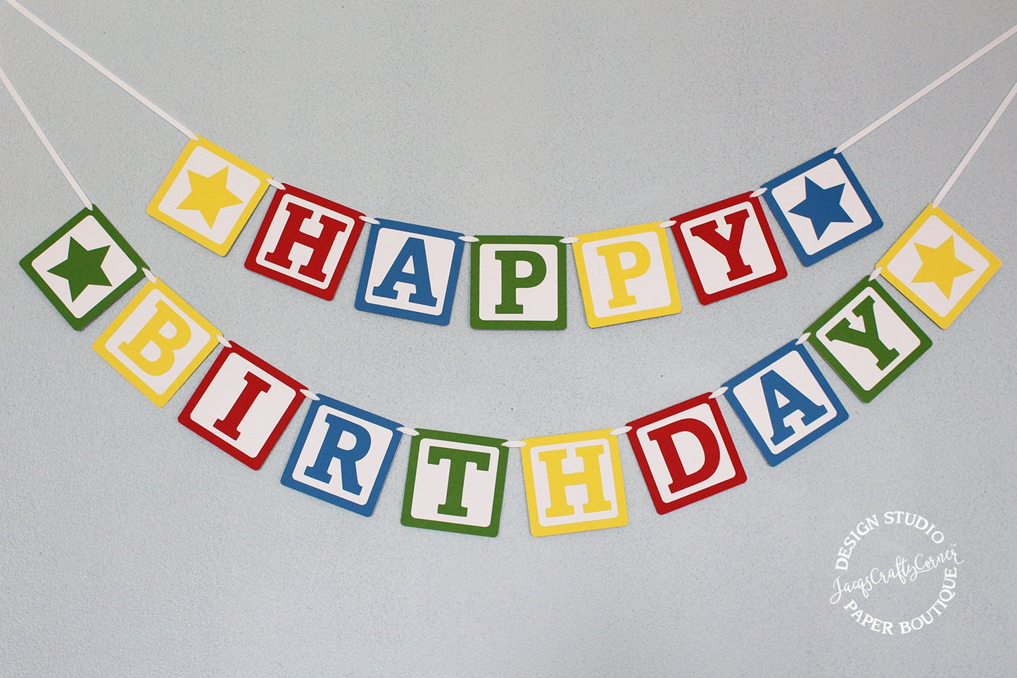 Blocks Birthday Banner: Toy Story Rainbow Party Decor