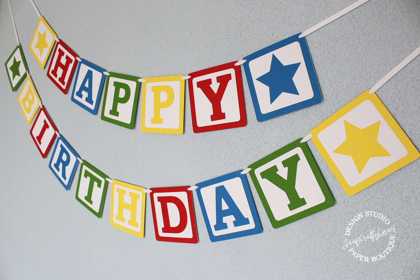 Blocks Birthday Banner: Toy Story Rainbow Party Decor