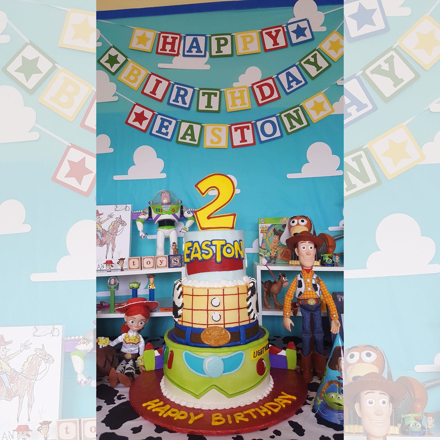 Blocks Birthday Banner: Toy Story Rainbow Party Decor