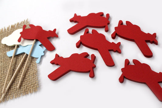 Vintage Airplane Confetti: Red & Blue Party Decor (50 qty)