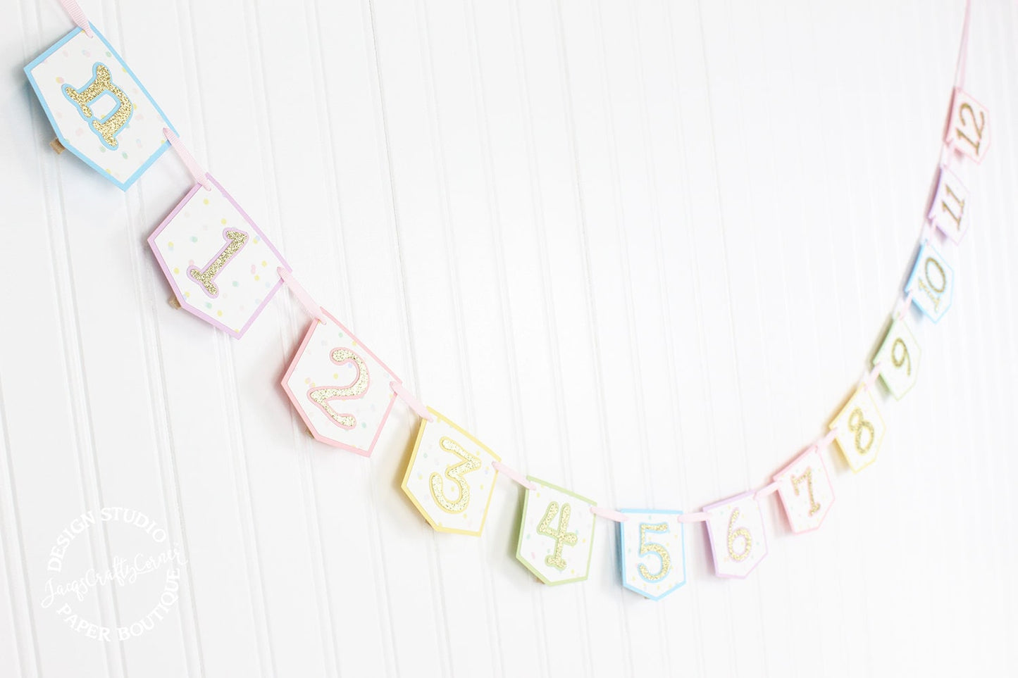 Pastel Rainbow Monthly Photo Banner: Unicorn Ice Cream Theme