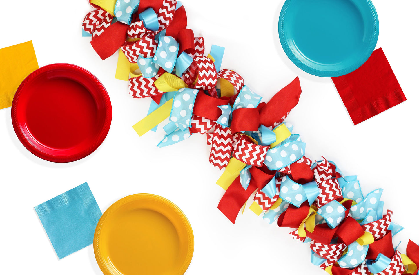 Carnival Circus Ribbon Garland: Knotted Fabric, First Birthday Decor