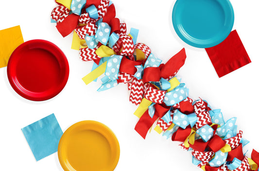 Carnival Circus Ribbon Garland: Knotted Fabric, First Birthday Decor