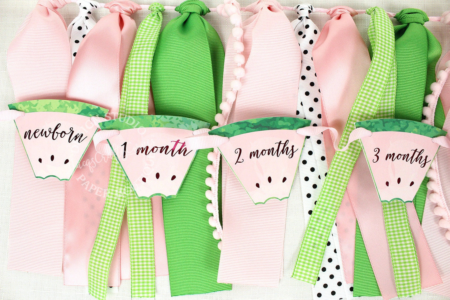 Watermelon 1st Birthday Photo Banner: Milestone Garland