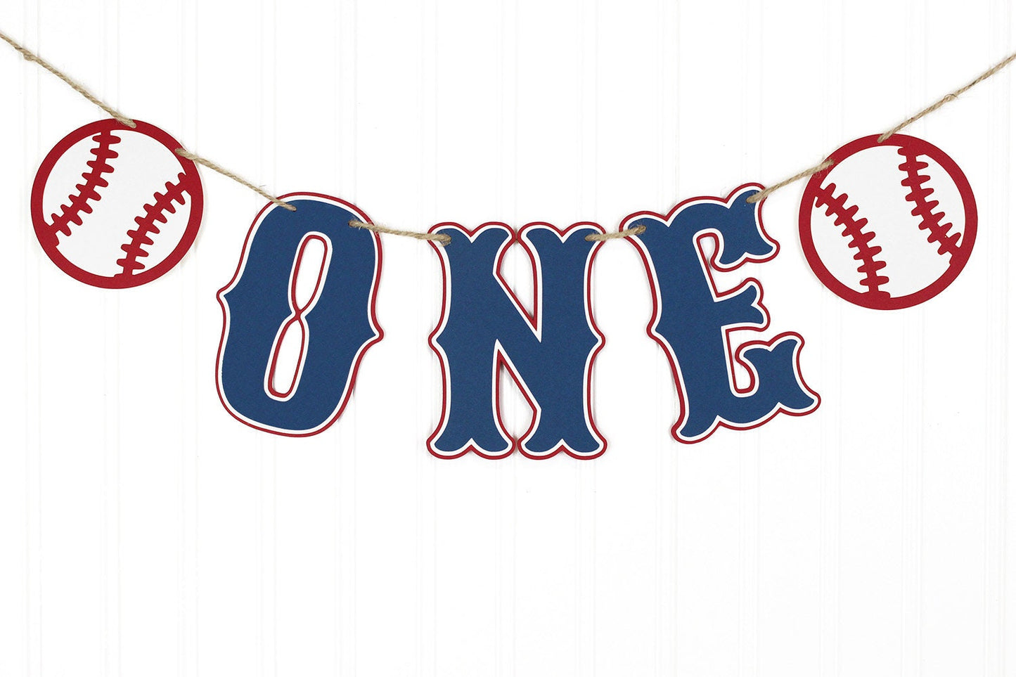 Baseball First Birthday Banner: Red, White, and Navy