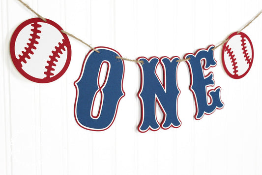 Baseball First Birthday Banner: Red, White, and Navy
