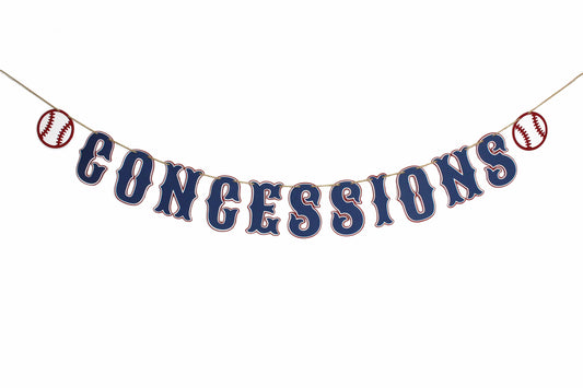 Baseball Concessions Banner: Red, White, and Navy Blue Snack Bar Sign