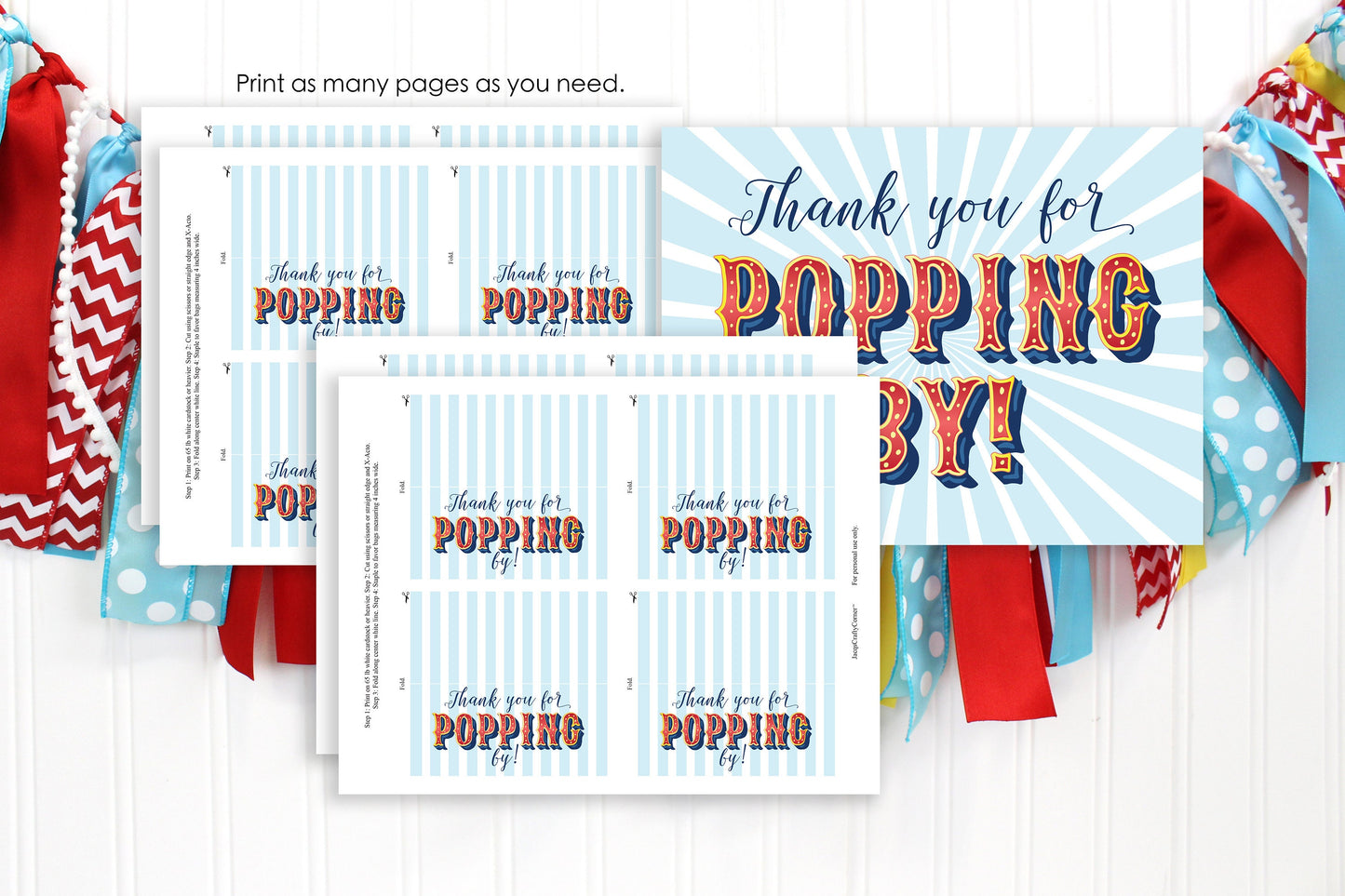 Printable Carnival Thank You Sign & Bag Tags (Digital Download)