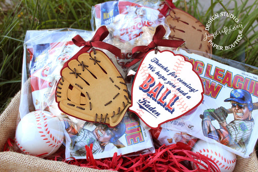 Personalized Baseball Glove Favor Tags: Baseball Birthday Thank You