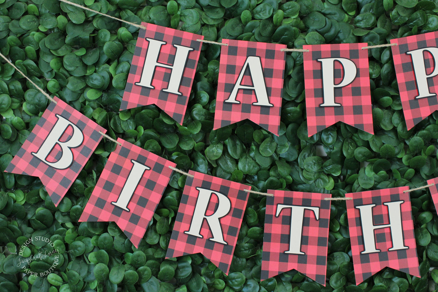 Buffalo Plaid Birthday Banner: Red & Black Lumberjack Party Decor